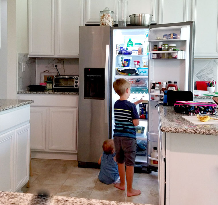 Child making school lunch