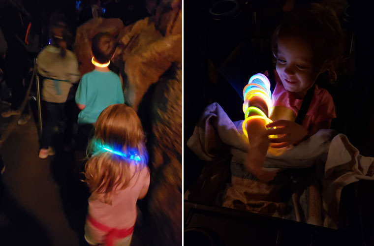 Children playing with glow bracelets