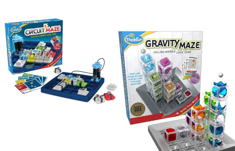 Gravity Maze and Circuit Maze logic games as STEM gift ideas for kids