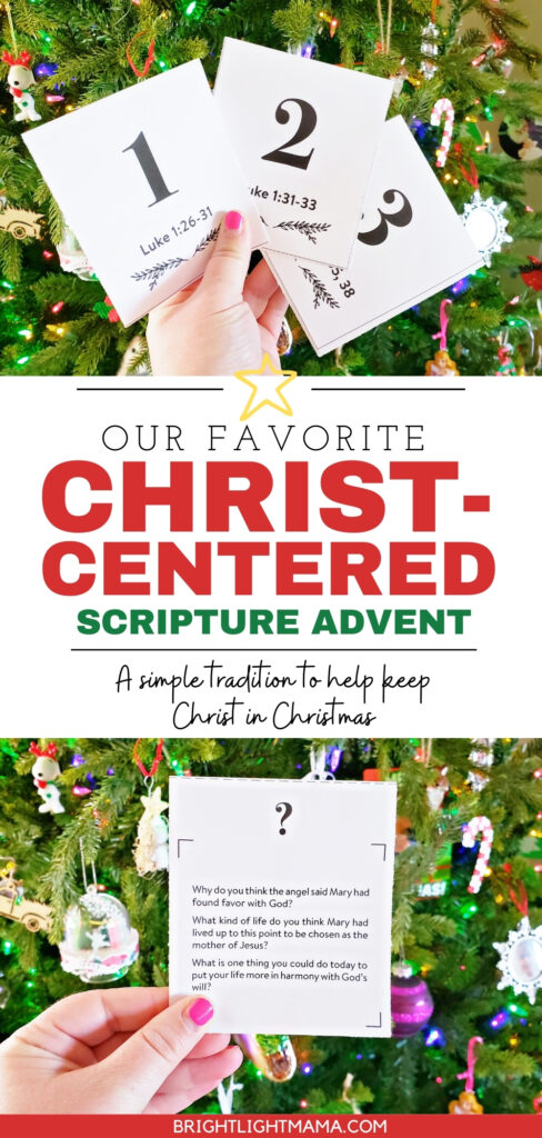 Pinterest image for our family's favorite Christ-centered Christmas countdown , a scripture advent!